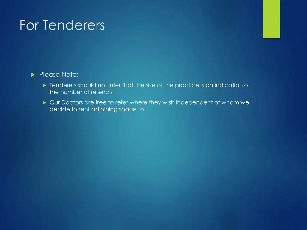 for tenderers