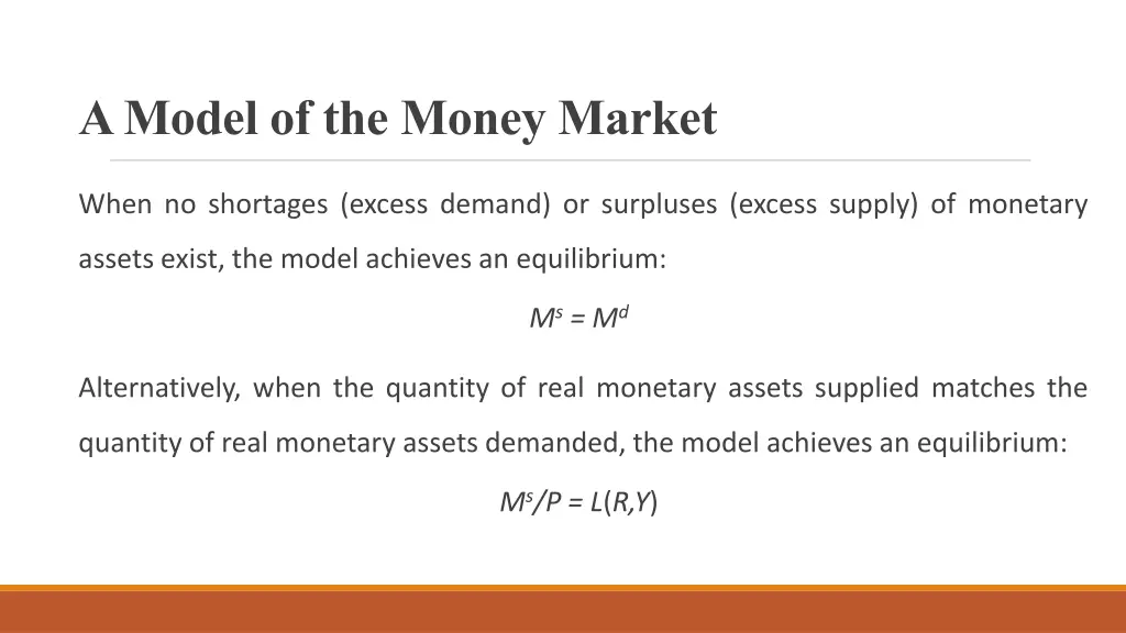 a model of the money market 1