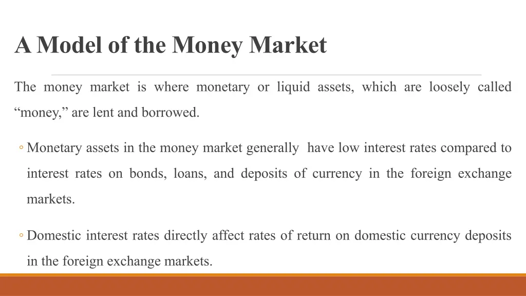a model of the money market