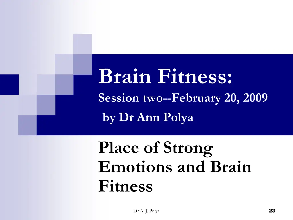 brain fitness session two february 20 2009