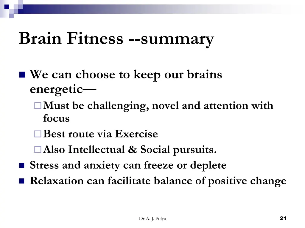 brain fitness summary
