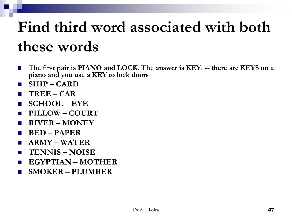 find third word associated with both these words