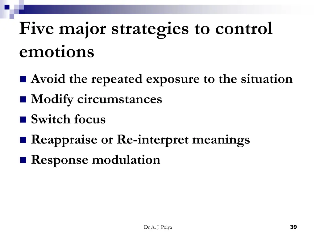 five major strategies to control emotions