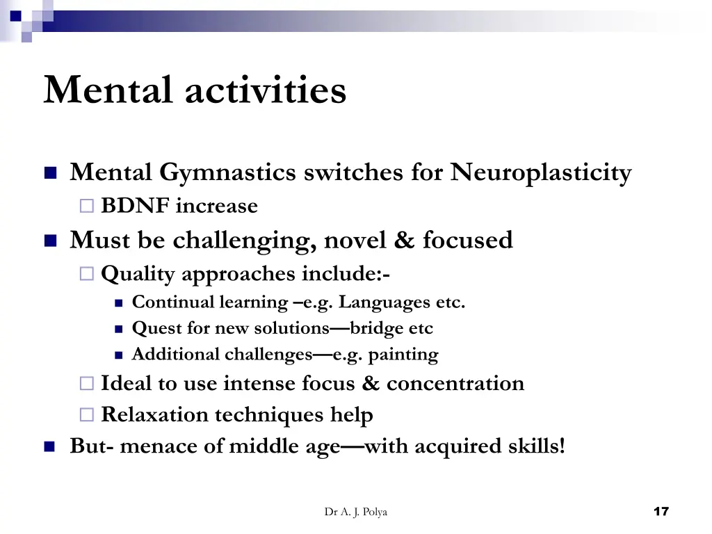 mental activities