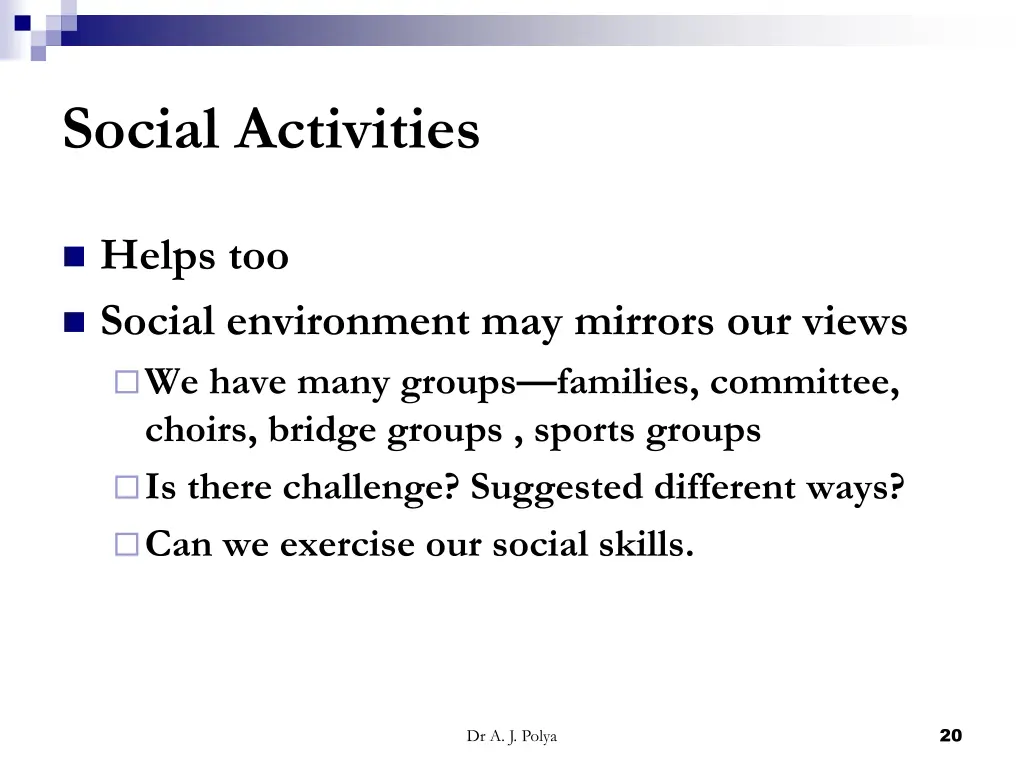 social activities