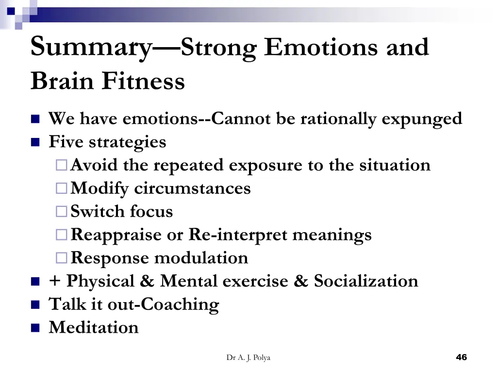 summary strong emotions and brain fitness