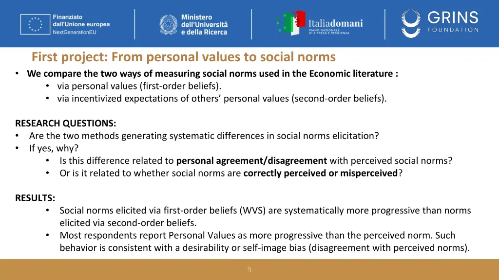 first project from personal values to social