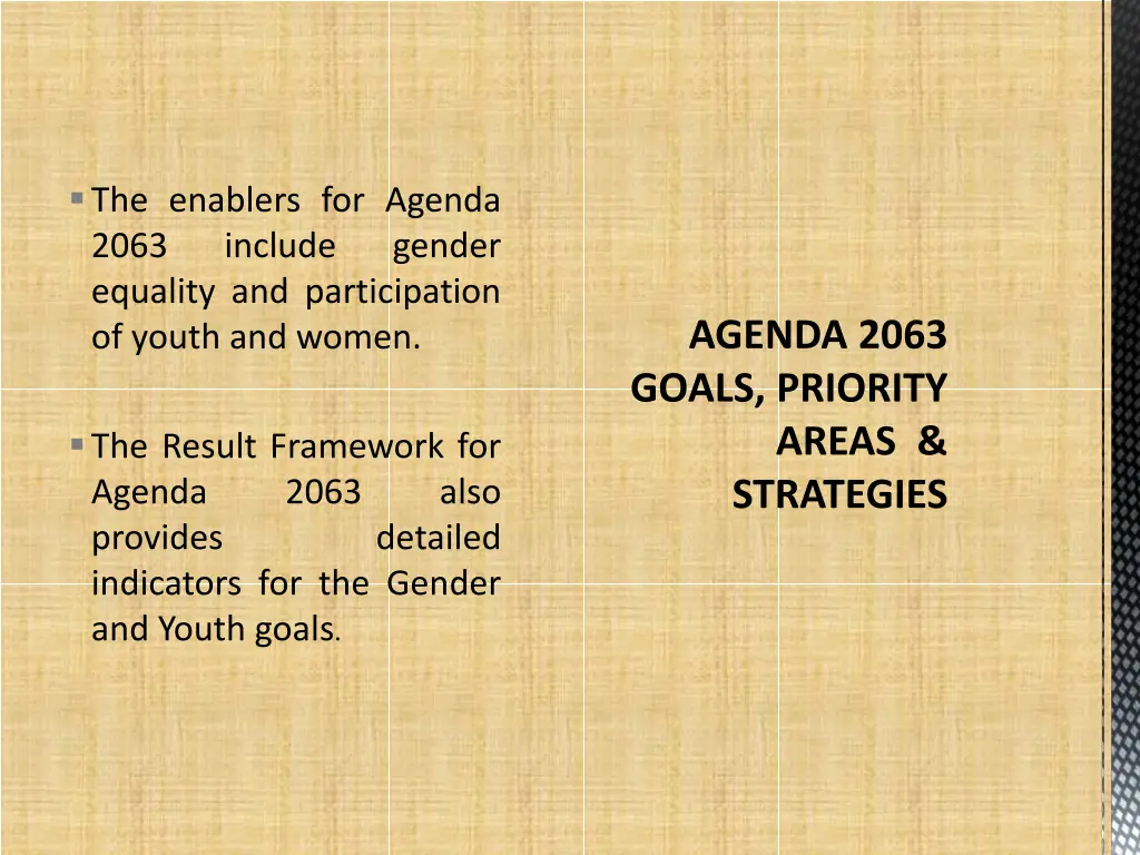the enablers for agenda 2063 include equality
