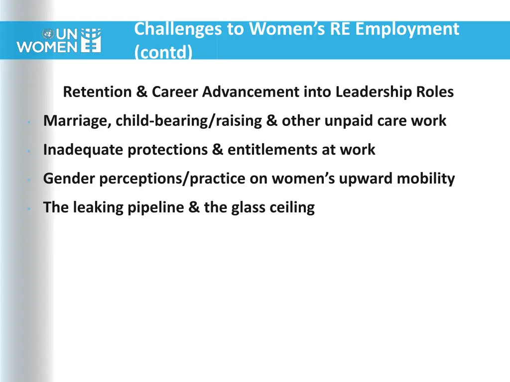challenges to women s re employment contd 1