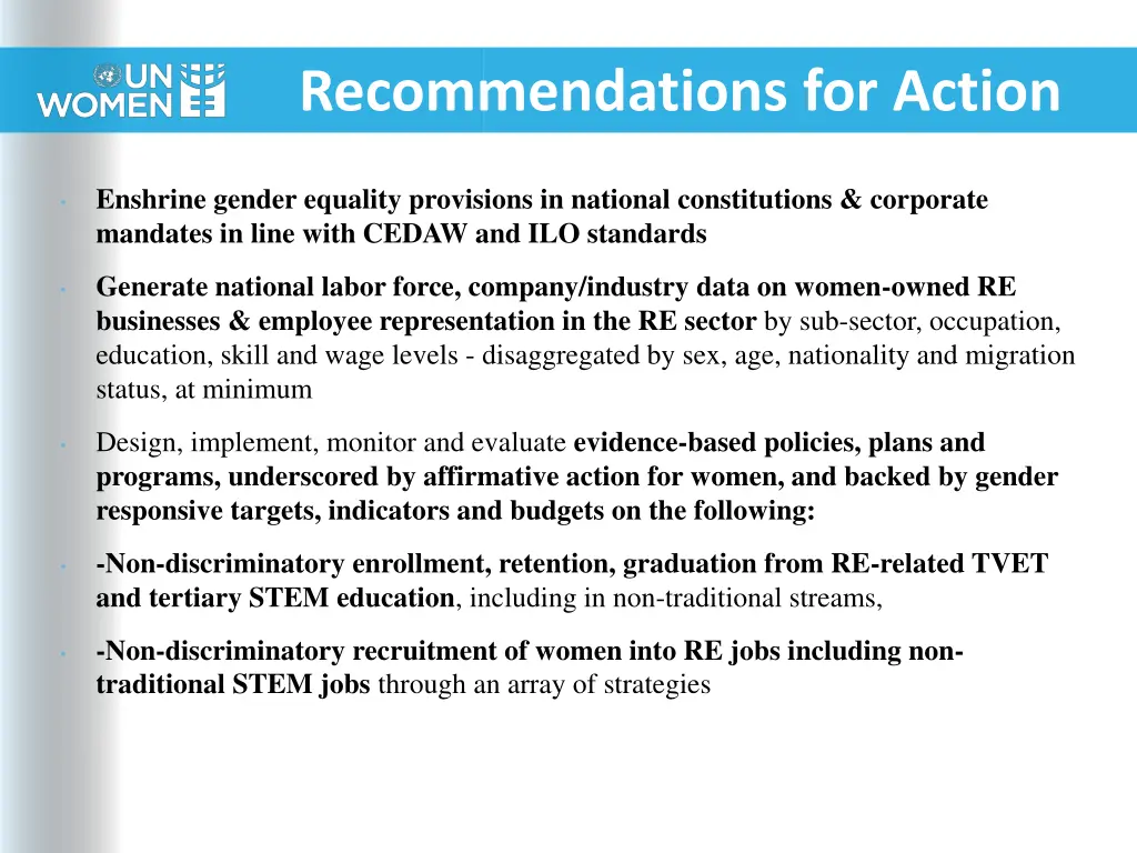 recommendations for action