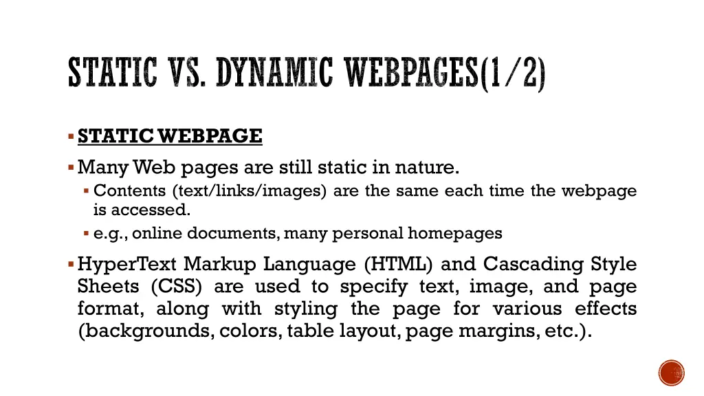static vs dynamic webpages 1 2
