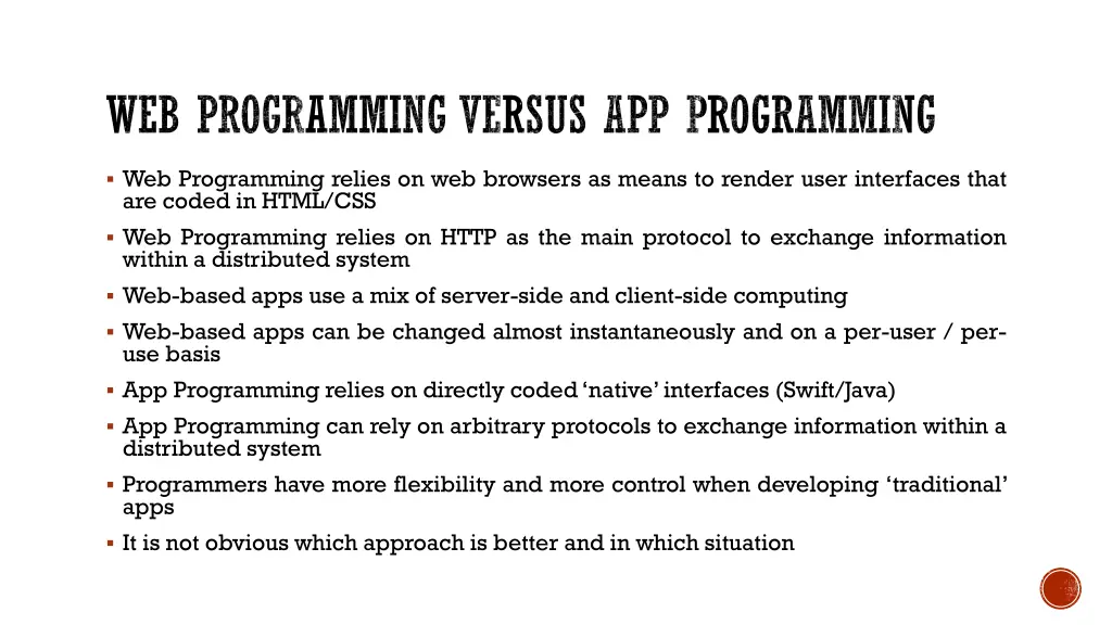 web programming versus app programming