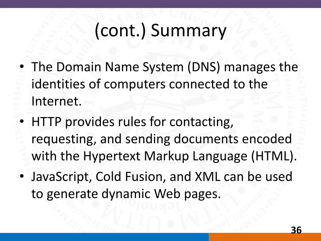 cont summary