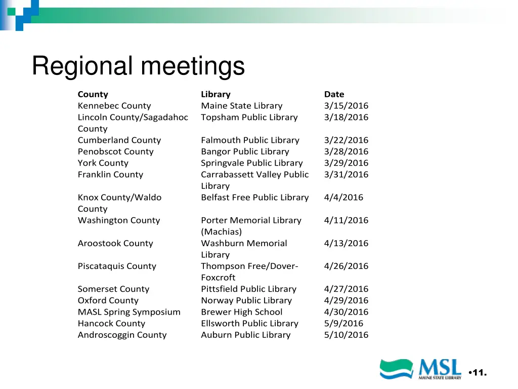 regional meetings
