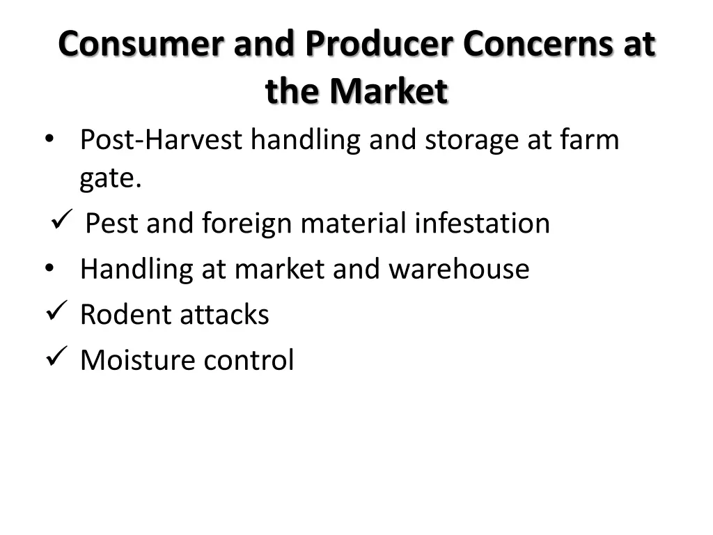 consumer and producer concerns at the market post