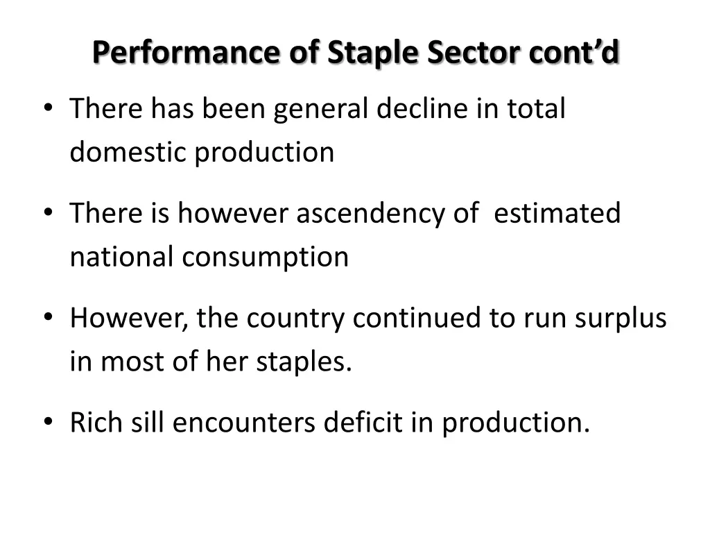 performance of staple sector cont d 3