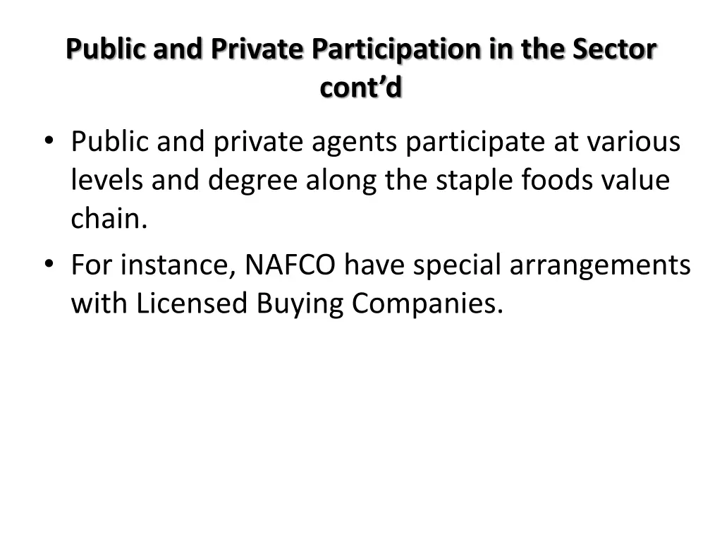 public and private participation in the sector 1