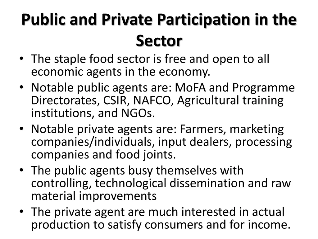 public and private participation in the sector