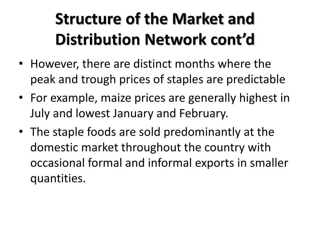 structure of the market and distribution network 1
