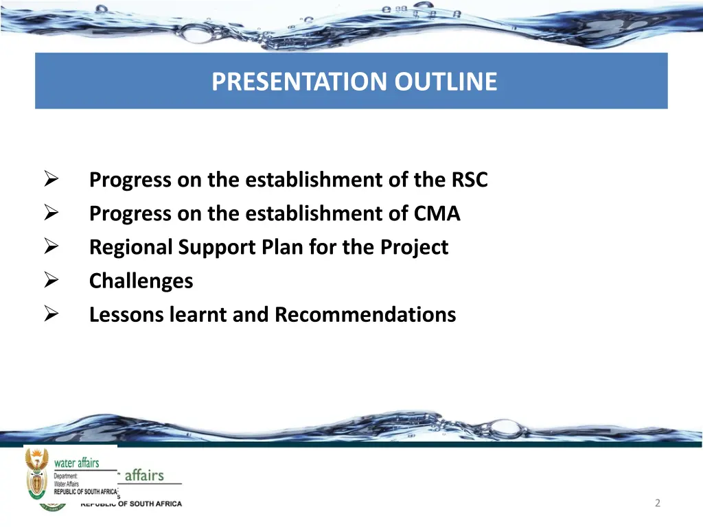 presentation outline