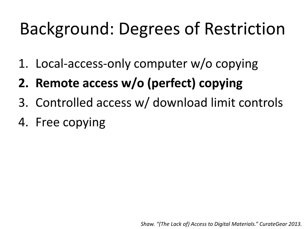 background degrees of restriction