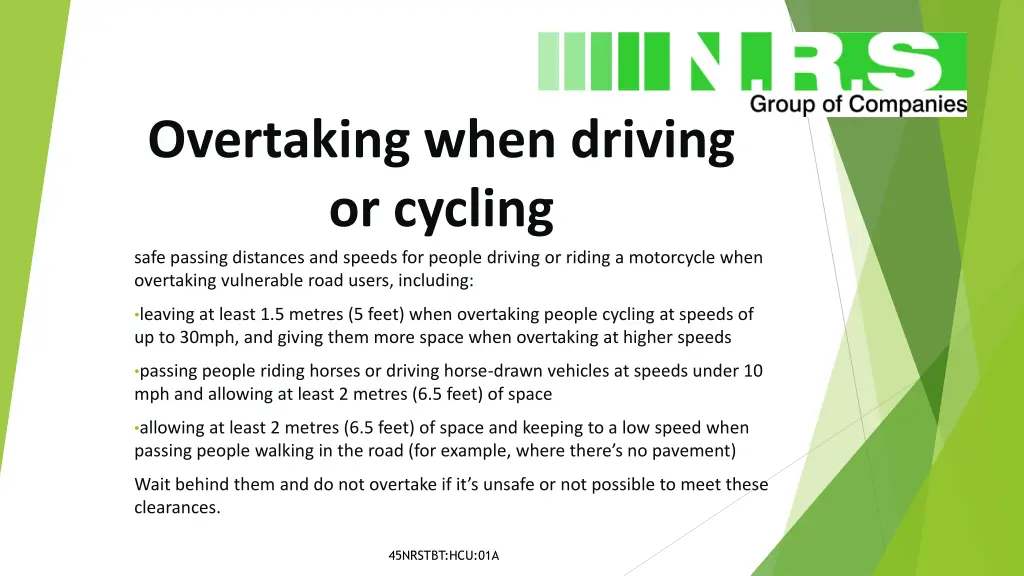 overtaking when driving or cycling safe passing