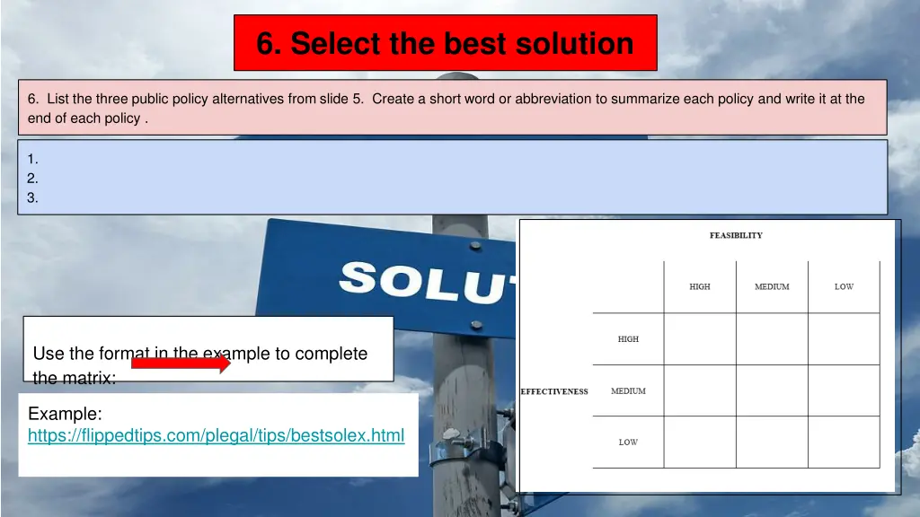 6 select the best solution