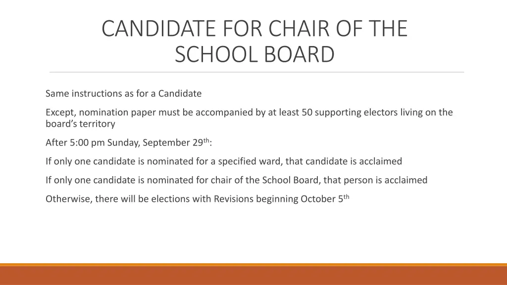 candidate for chair of the school board