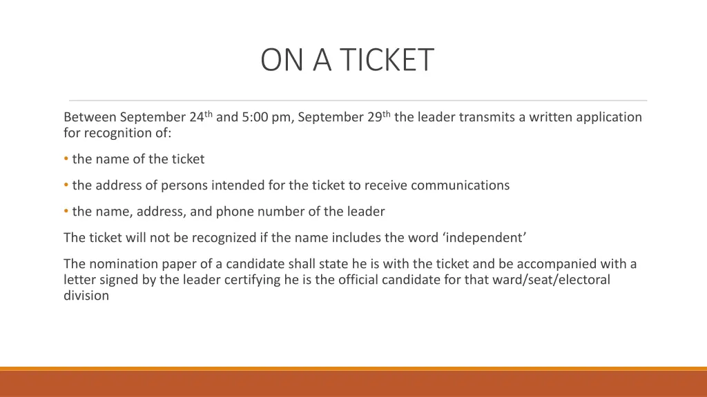 on a ticket