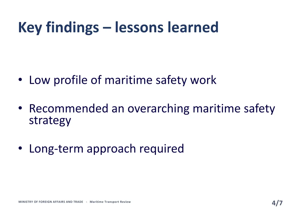 key findings lessons learned