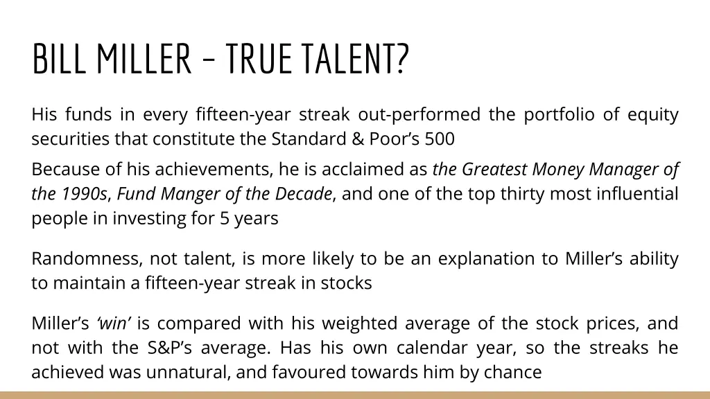 bill miller true talent