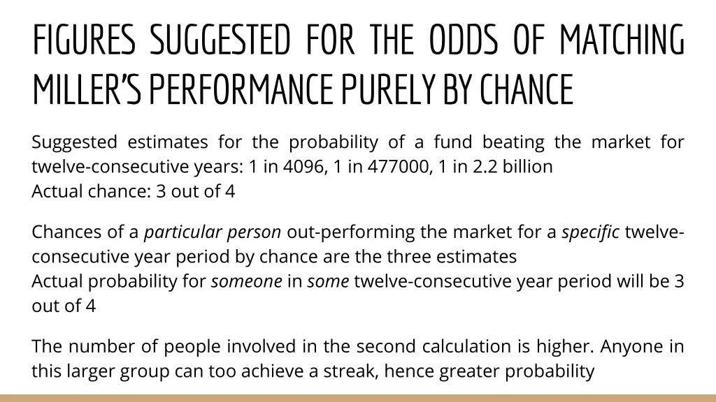 figures suggested for the odds of matching miller