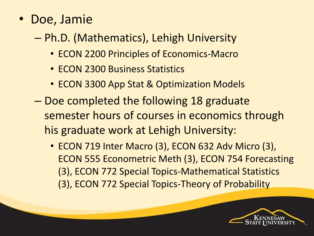doe jamie ph d mathematics lehigh university econ