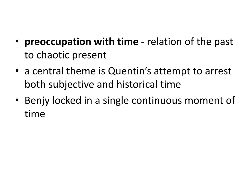 preoccupation with time relation of the past
