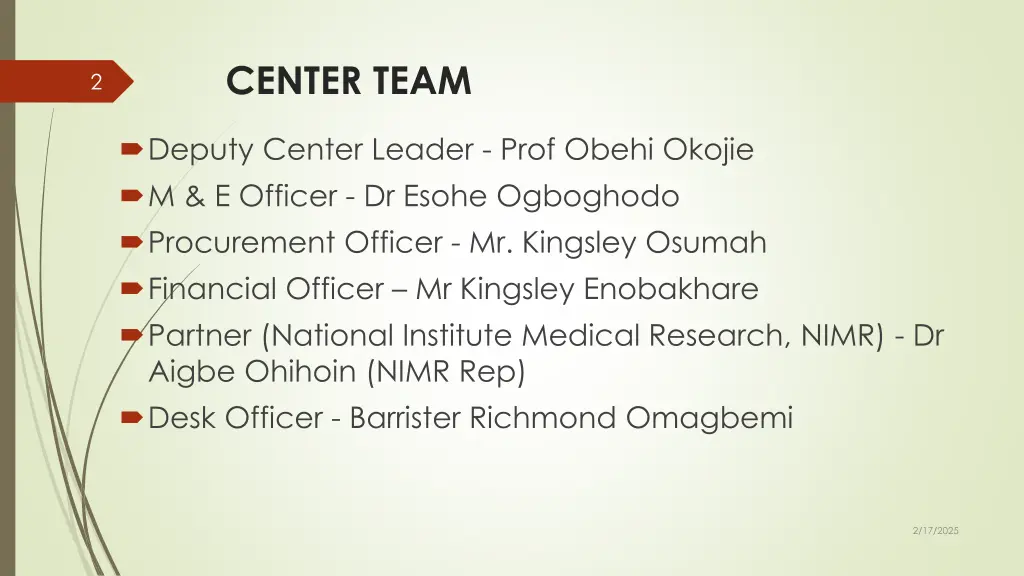 center team