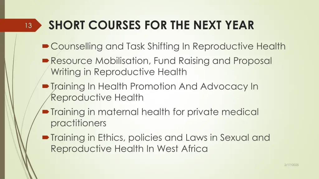 short courses for the next year 1