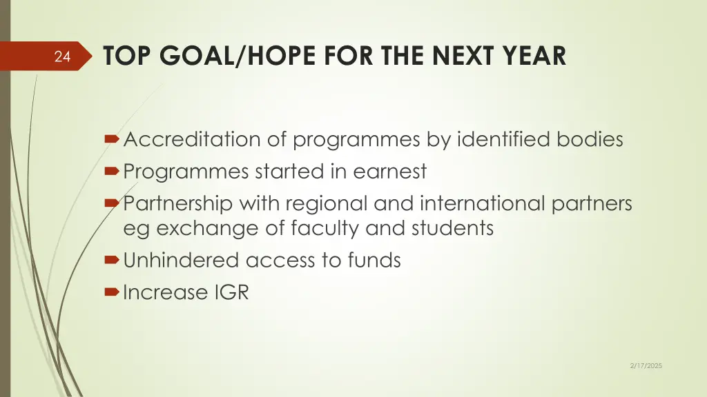 top goal hope for the next year