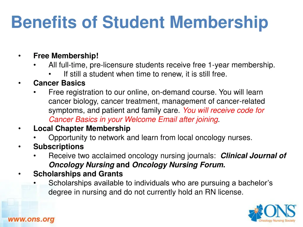 benefits of student membership