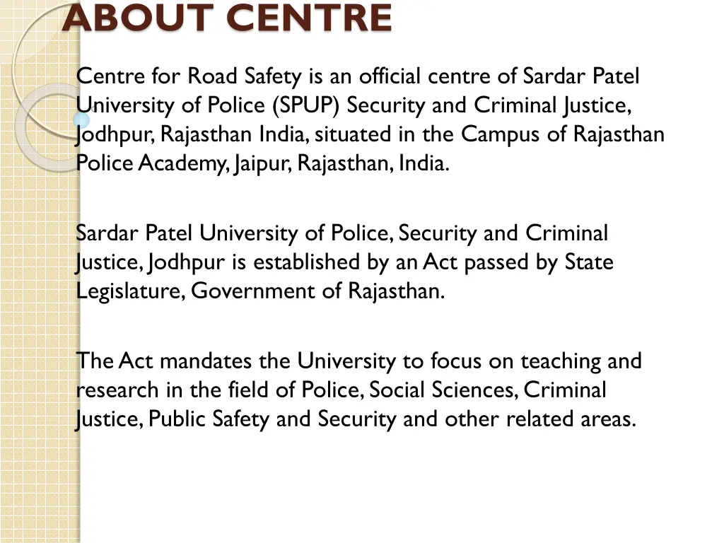about centre