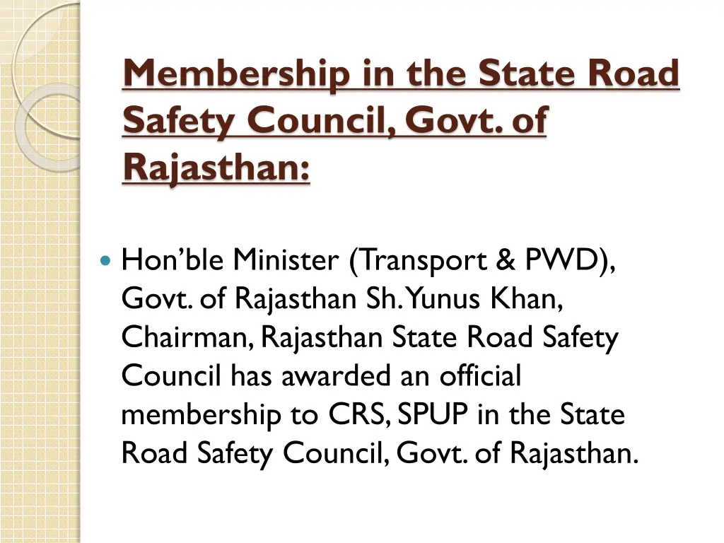 membership in the state road safety council govt