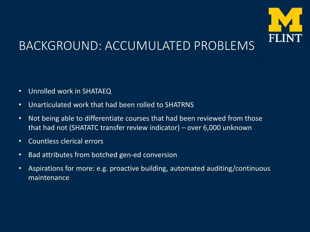 background accumulated problems