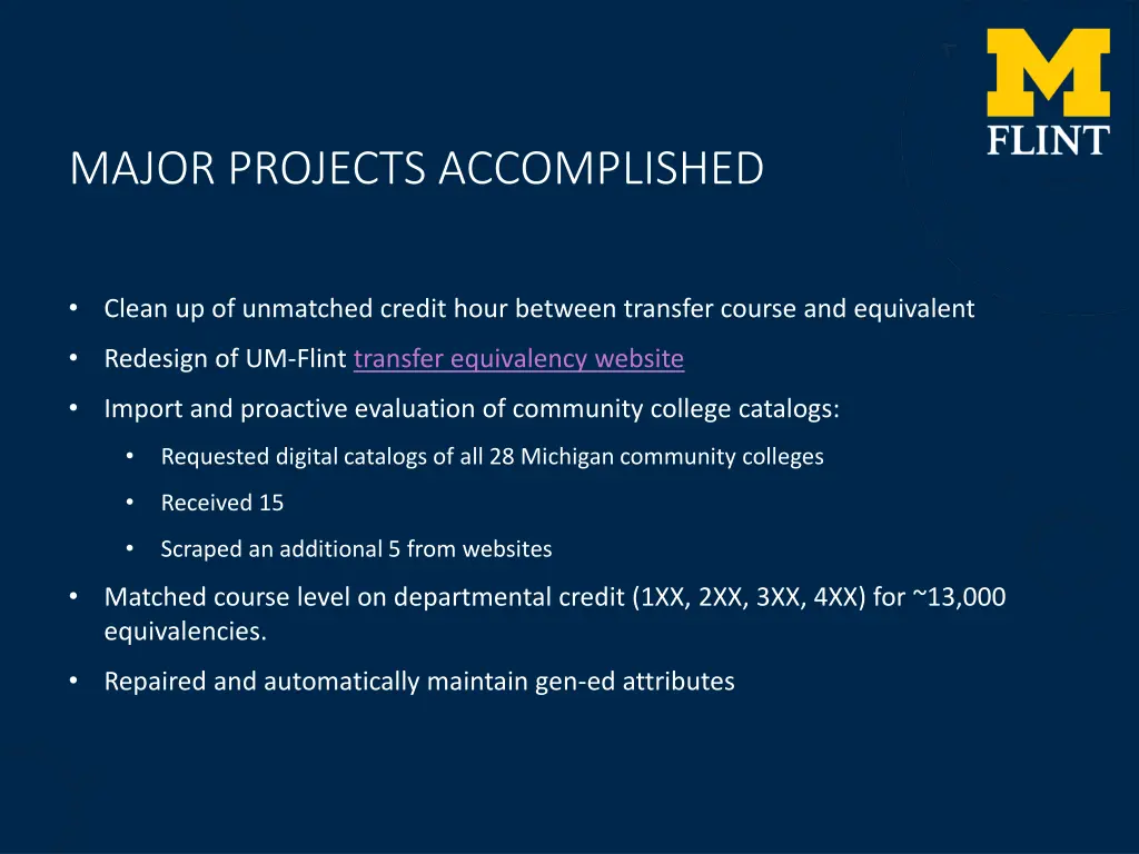 major projects accomplished 1
