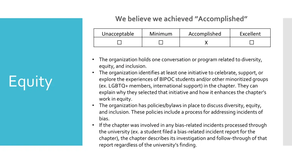 we believe we achieved accomplished