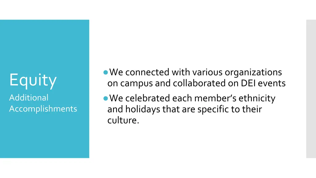 we connected with various organizations on campus