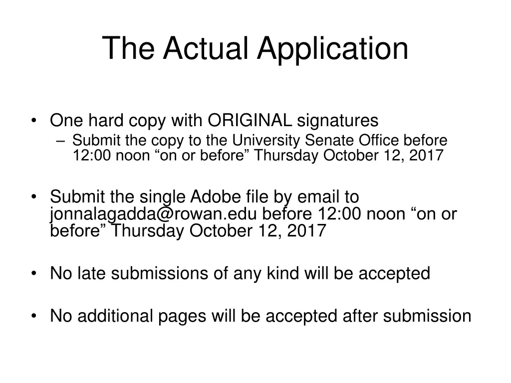 the actual application 1