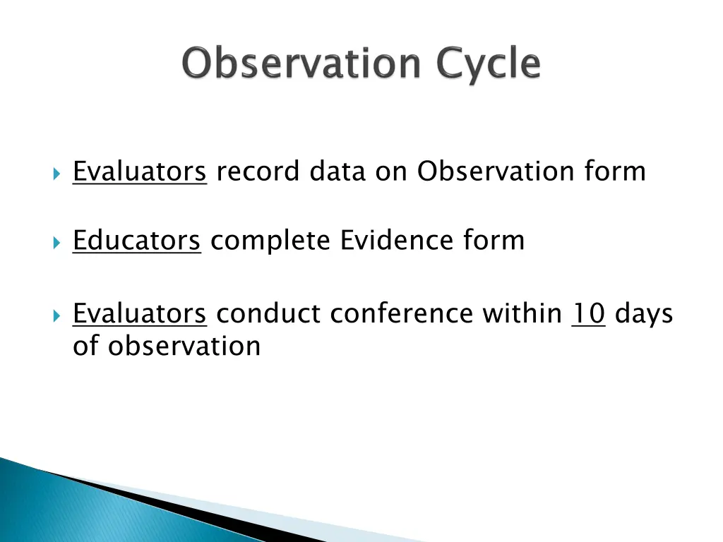 evaluators record data on observation form