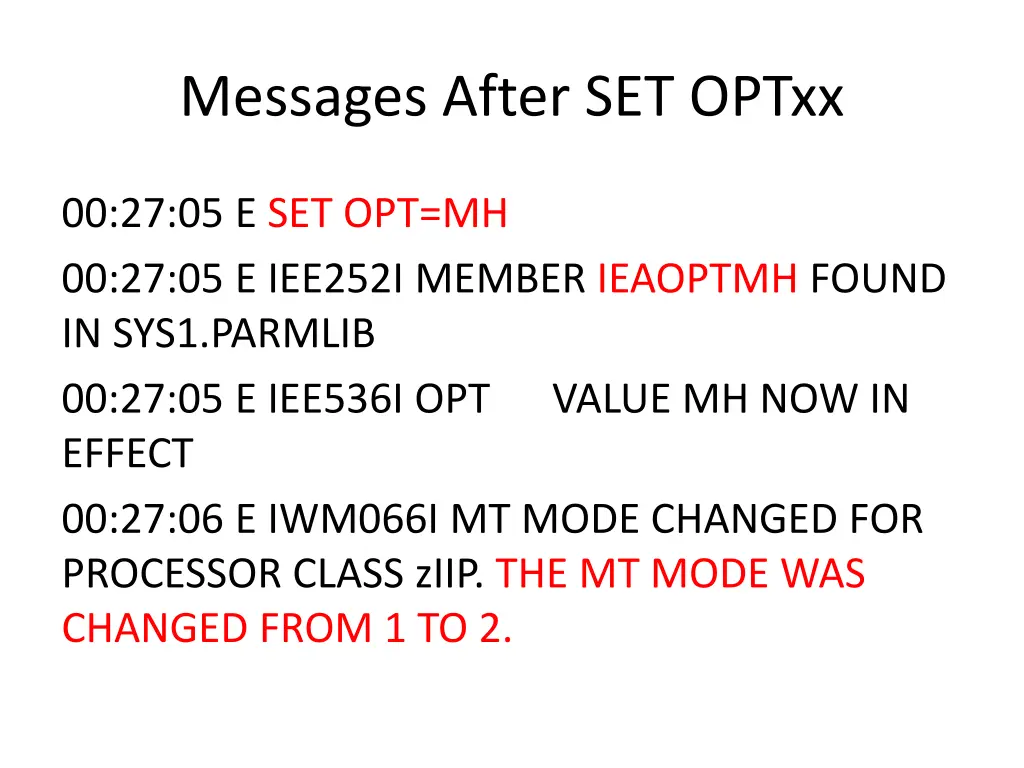 messages after set optxx