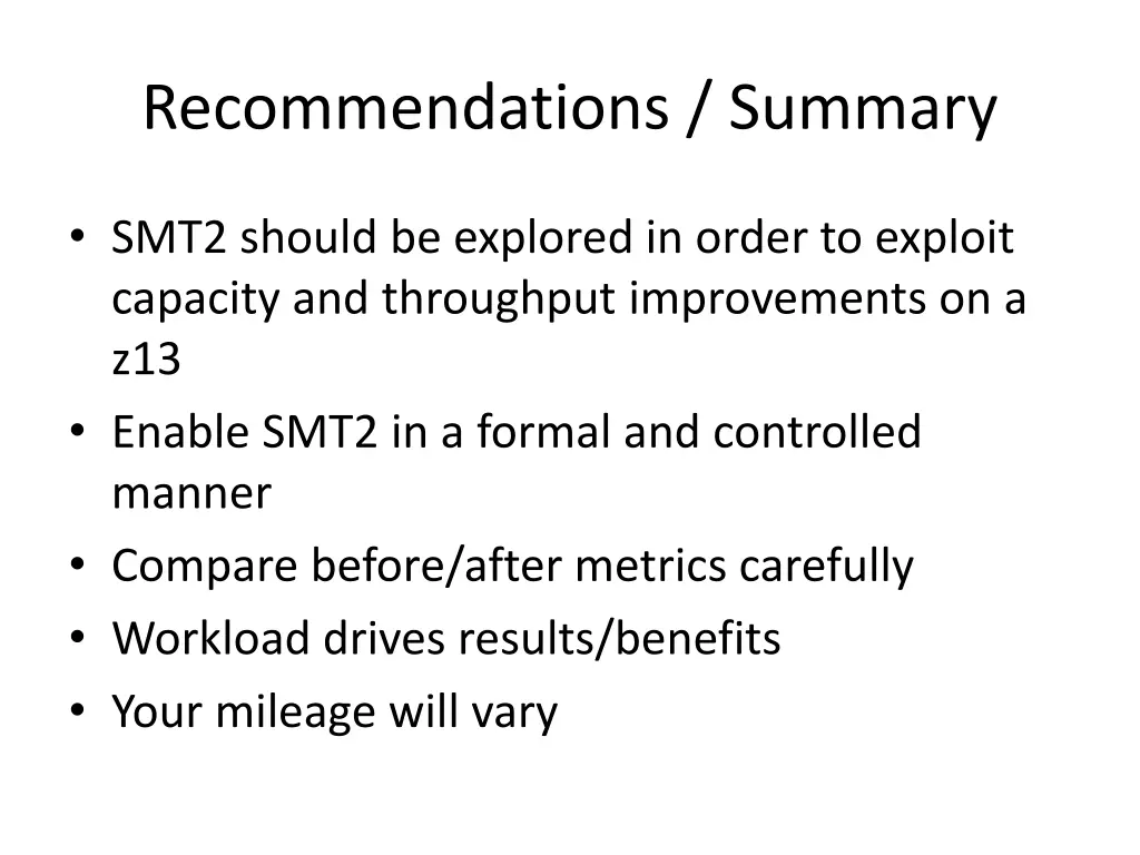 recommendations summary