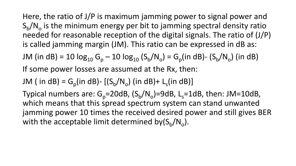 here the ratio of j p is maximum jamming power