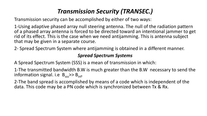 transmission security transec transmission